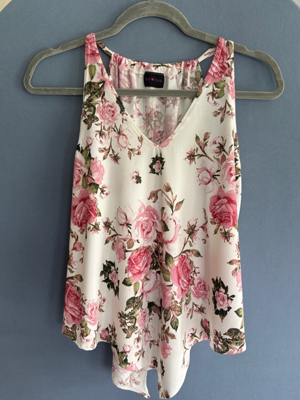 First Love Pink Rose Floral V-Neck Camisole
